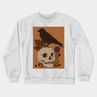 Fall Crow with Skull and Mouse Drawing Crewneck Sweatshirt